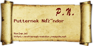 Putternek Nándor névjegykártya